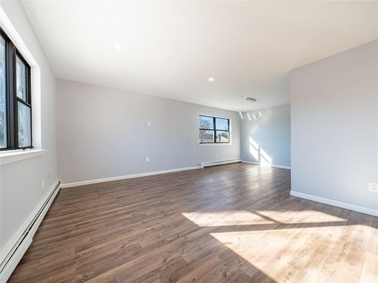 Empty room, Interior, Pendant Lights, Recessed Lighting, Wood Texture Flooring