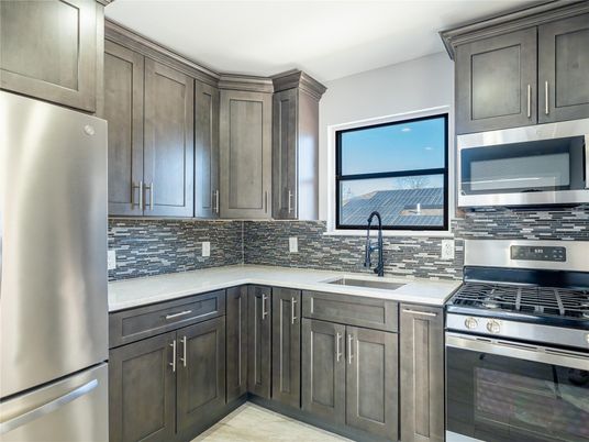 Interior, Kitchen, Stainless Steel Appliances, Wood Texture Flooring