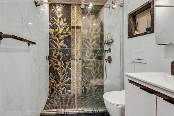 Bathroom, Glass Shower, Interior, Marble Walls