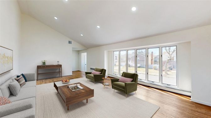 Interior, Living room, Recessed Lighting, Wood Texture Flooring