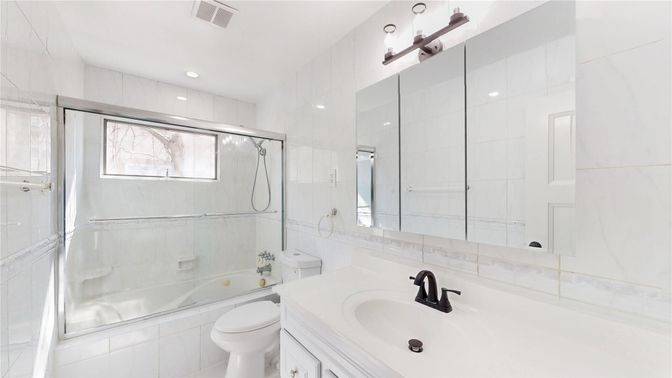 Bathroom, Glass Shower, Interior, Recessed Lighting