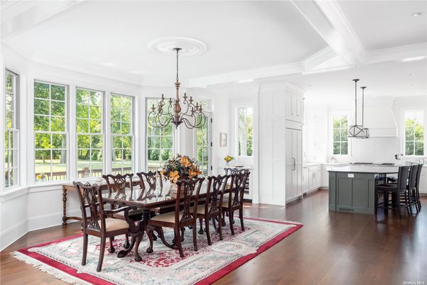 Chandelier, Dining room, Interior, Kitchen, Pendant Lights, Recessed Lighting, Wood Texture Flooring
