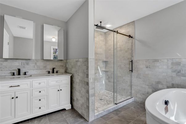 Bathroom, Dual Sink Vanities, Glass Shower, Interior