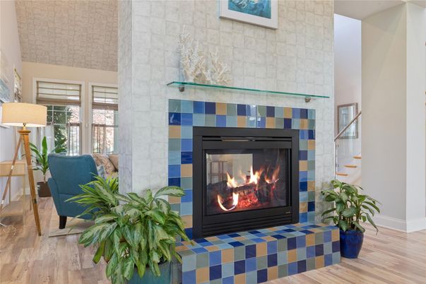 Fireplace, Interior, Wood Texture Flooring