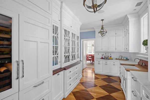 Interior, Kitchen, Pendant Lights, Wood Texture Flooring