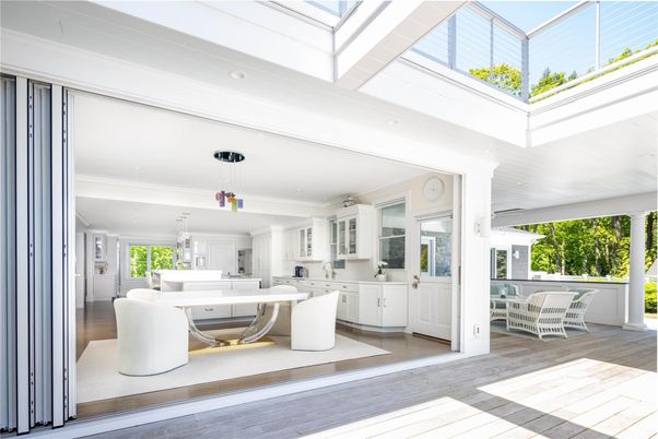 Dining room, Interior, Pendant Lights, Recessed Lighting, Wood Texture Flooring