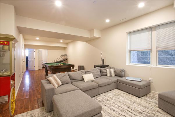 Billiard Table, Game Room, Interior, Living room, Recessed Lighting, Wood Texture Flooring