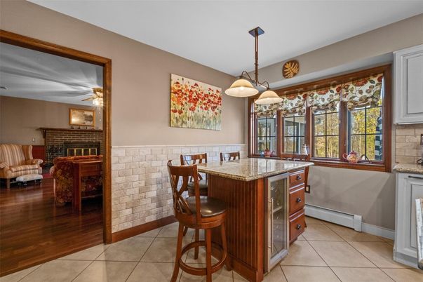 Fireplace, Interior, Pendant Lights, Stone Walls, Wood Texture Flooring