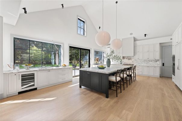 Interior, Kitchen, Pendant Lights, Stainless Steel Appliances, Wood Texture Flooring