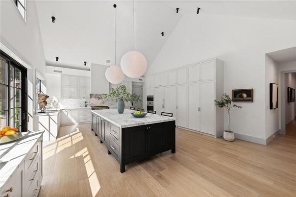Interior, Kitchen, Pendant Lights, Wood Texture Flooring