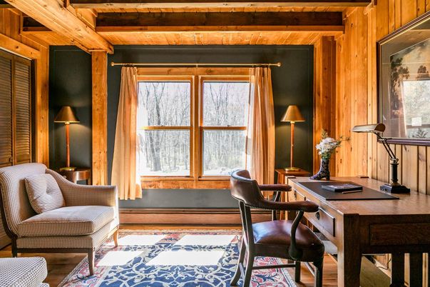 Home Office, Interior, Wooden Beams, Wood Texture Flooring, Wooden Walls
