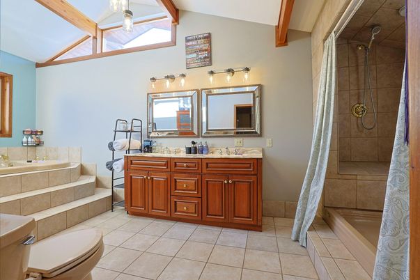 Bathroom, Dual Sink Vanities, Interior, Wooden Beams