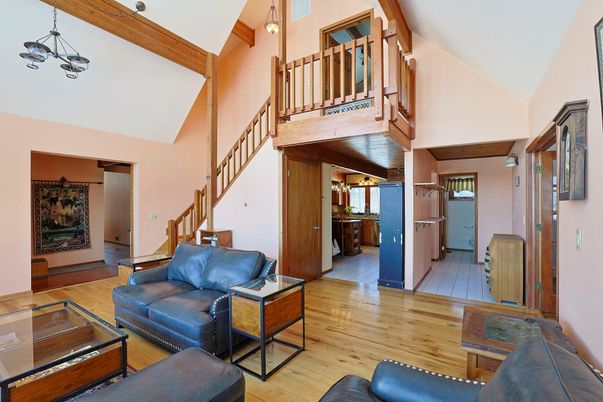 Interior, Kitchen, Living room, Pendant Lights, Wood Texture Flooring