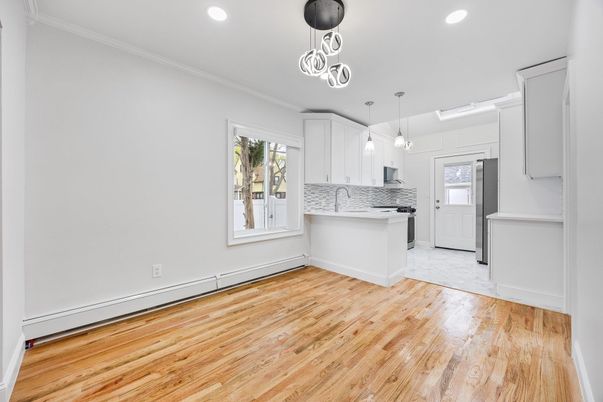 Interior, Kitchen, Pendant Lights, Recessed Lighting, Wood Texture Flooring