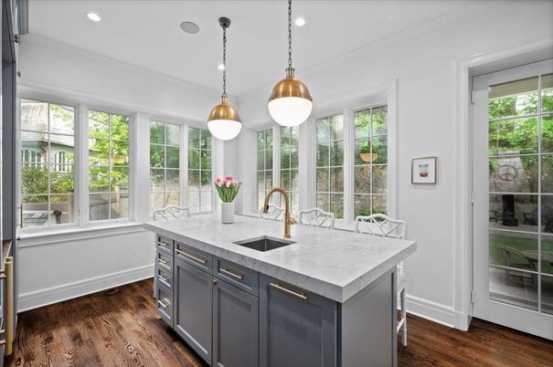 Interior, Kitchen, Pendant Lights, Recessed Lighting, Wood Texture Flooring