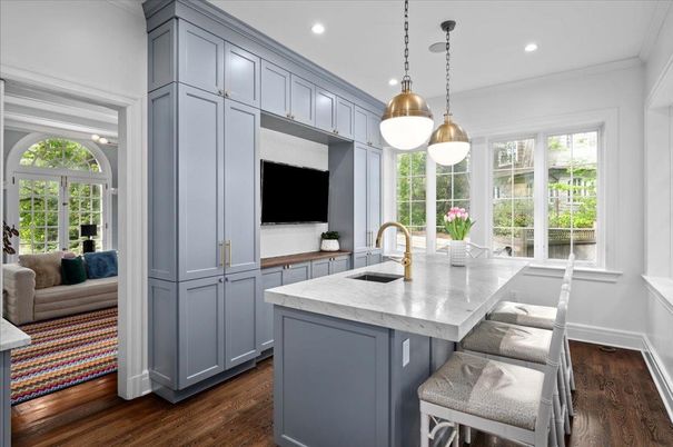 Interior, Kitchen, Pendant Lights, Recessed Lighting, Wood Texture Flooring