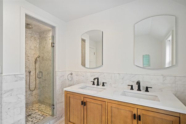 Bathroom, Dual Sink Vanities, Glass Shower, Interior