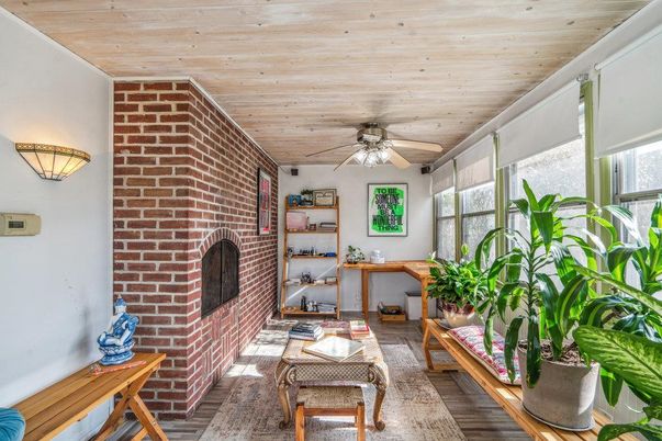 Fireplace, Interior, Living room, Stone Walls, Wooden Ceilings, Wood Texture Flooring