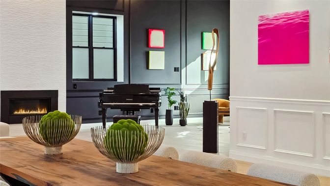 Fireplace, Interior, Piano