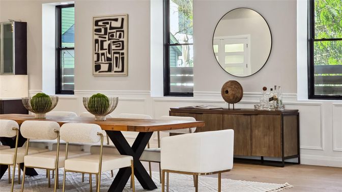 Dining room, Interior, Wood Texture Flooring