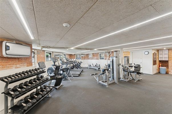Fitness Equipment, Gym, Interior, Stone Walls