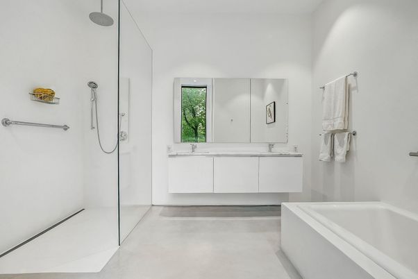 Bathroom, Dual Sink Vanities, Glass Shower, Interior