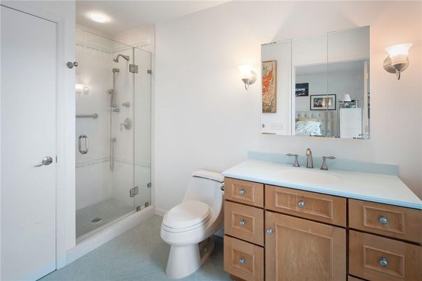 Bathroom, Glass Shower, Interior, Recessed Lighting