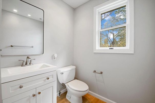 Bathroom, Interior, Recessed Lighting, Wood Texture Flooring