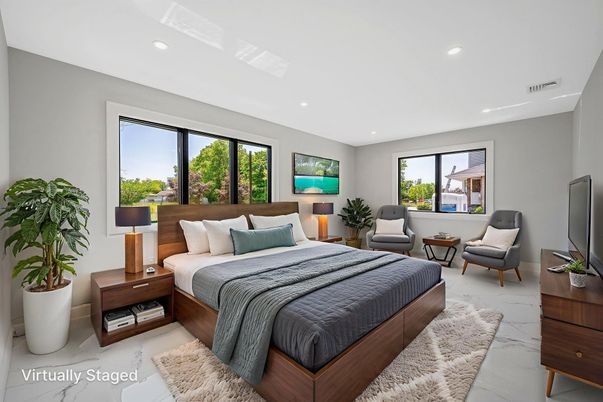 Bedroom, Interior, Marble, Recessed Lighting