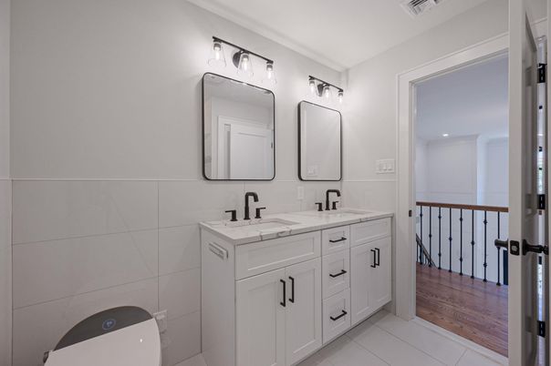 Bathroom, Dual Sink Vanities, Interior, Wood Texture Flooring