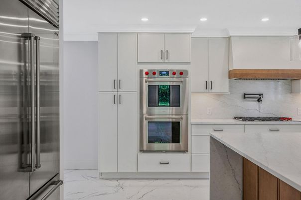Interior, Kitchen, Marble, Recessed Lighting, Stainless Steel Appliances