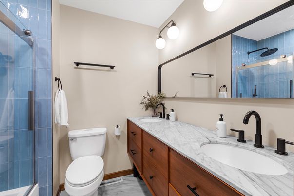 Bathroom, Dual Sink Vanities, Glass Shower, Interior