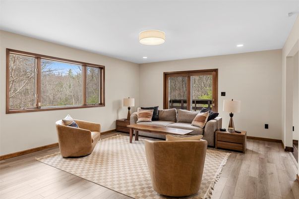 Interior, Living room, Recessed Lighting, Wood Texture Flooring