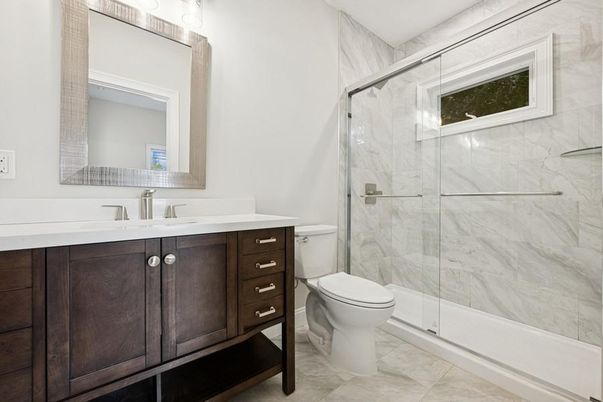 Bathroom, Glass Shower, Interior, Marble Walls