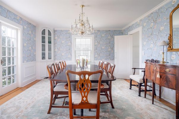 Chandelier, Dining room, Interior, Wood Texture Flooring