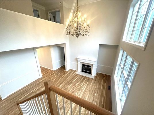 Chandelier, Fireplace, Interior, Wood Texture Flooring