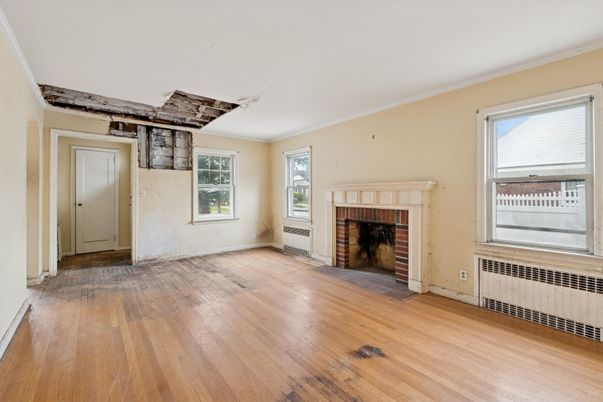 Empty room, Fireplace, Interior, Wood Texture Flooring