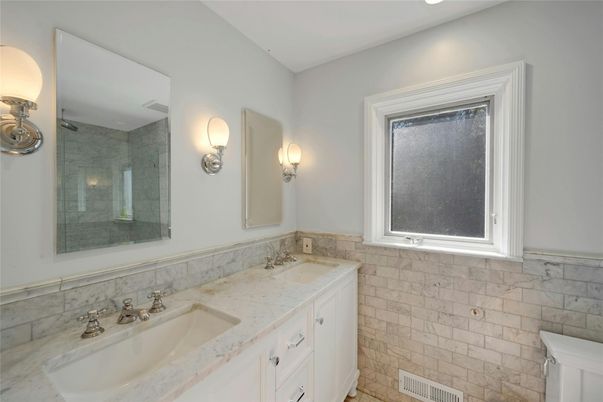 Bathroom, Dual Sink Vanities, Interior, Stone Walls