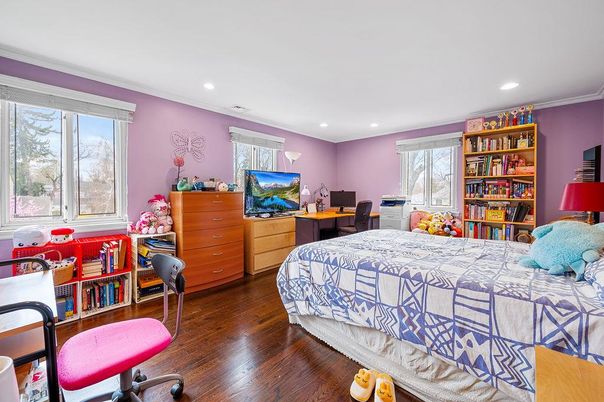 Bedroom, Home Office, Interior, Recessed Lighting, Wood Texture Flooring
