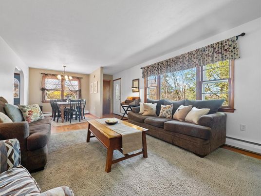 Dining room, Interior, Living room, Pendant Lights, Wood Texture Flooring