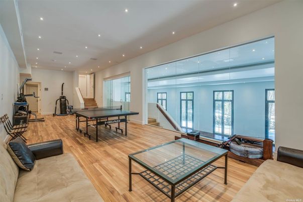 Fitness Equipment, Game Room, Interior, Recessed Lighting, Wood Texture Flooring