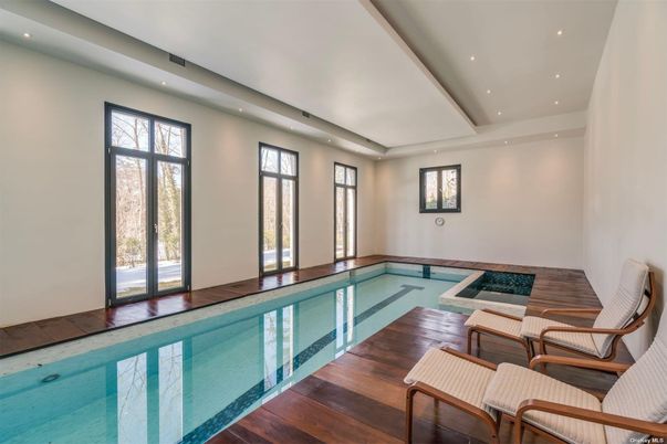Interior, Pool, Recessed Lighting, Wood Texture Flooring