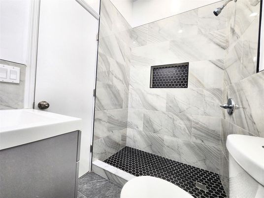 Bathroom, Glass Shower, Interior, Marble Walls