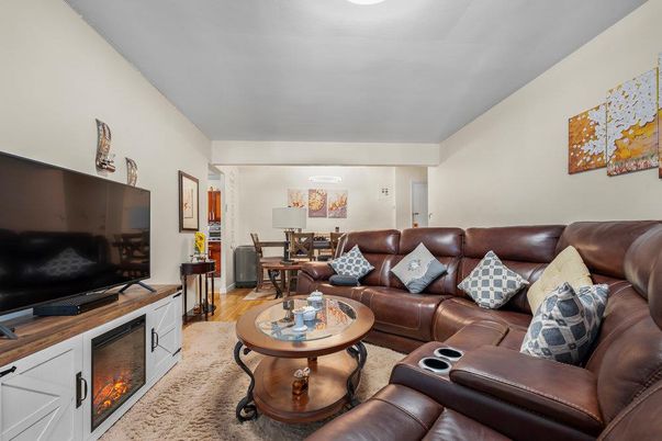Dining room, Fireplace, Interior, Living room, Wood Texture Flooring