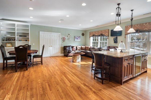 Dining room, Interior, Kitchen, Living room, Pendant Lights, Recessed Lighting, Wood Texture Flooring