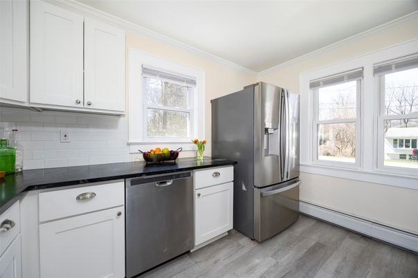 Interior, Kitchen, Stainless Steel Appliances, Wood Texture Flooring