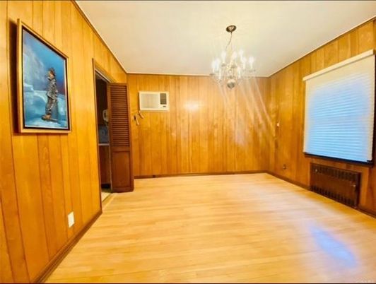 Chandelier, Empty room, Interior, Wood Texture Flooring, Wooden Walls