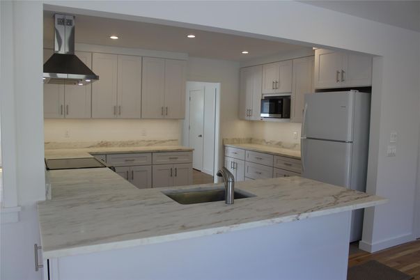 Interior, Kitchen, Recessed Lighting, Wood Texture Flooring