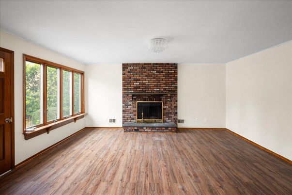 Empty room, Fireplace, Interior, Wood Texture Flooring