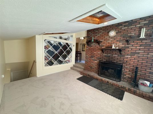 Fireplace, Interior, Recessed Lighting, Stone Walls
